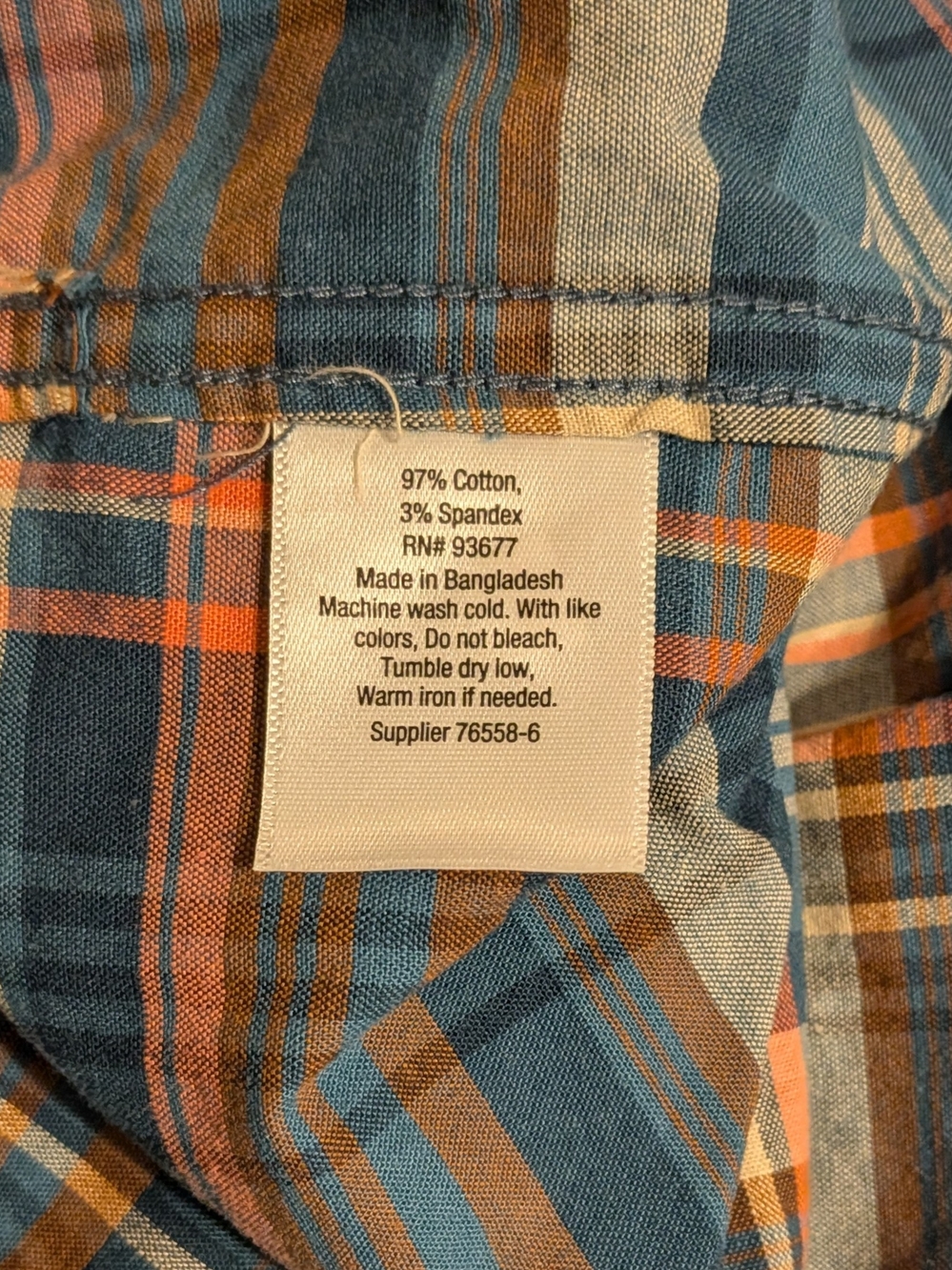 Mutual Weave Big & Tall Men’s LT Teal Orange Plaid Short Sleeve Shirt NWT - Picture 5 of 5